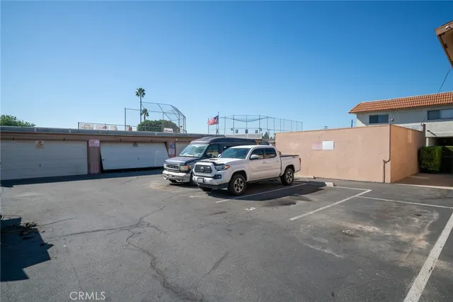 a view of a car parked in garage