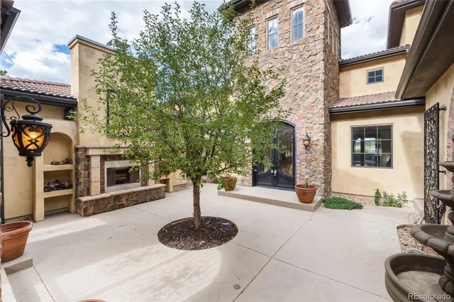 a view of a house with backyard and plants