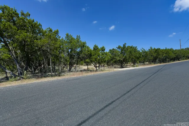 a view of a road with a trees in the background