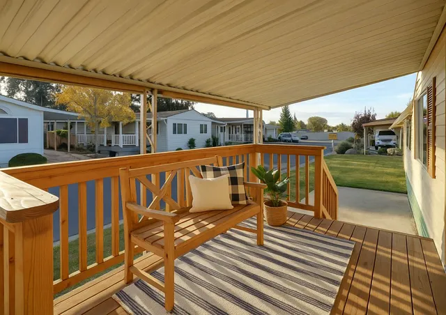a porch with view of outdoor space