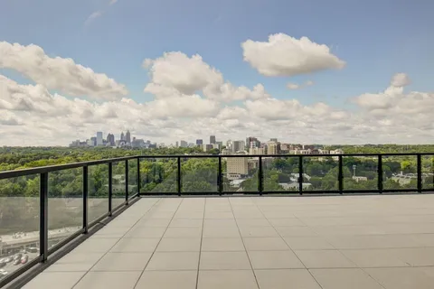 a view of city from a balcony
