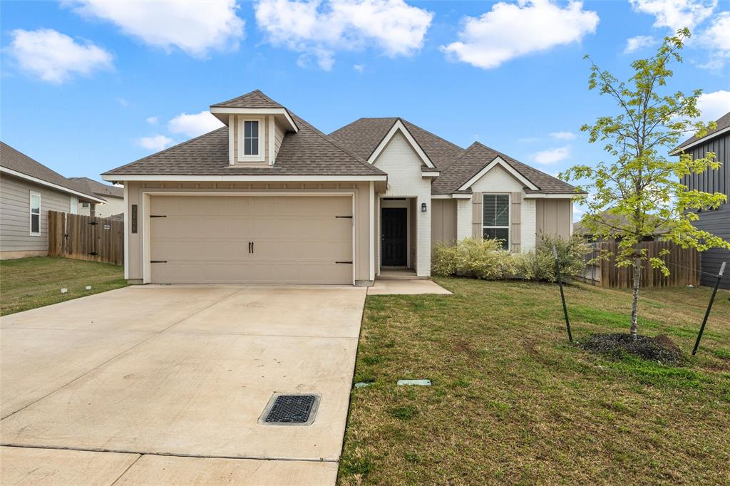 3208 Dottavio Road Lorena, TX 76655 - Photo 2 of 31 Contemporary single-story residence featuring a two-car garage with decorative hardware, a dormer window, and a gabled roofline