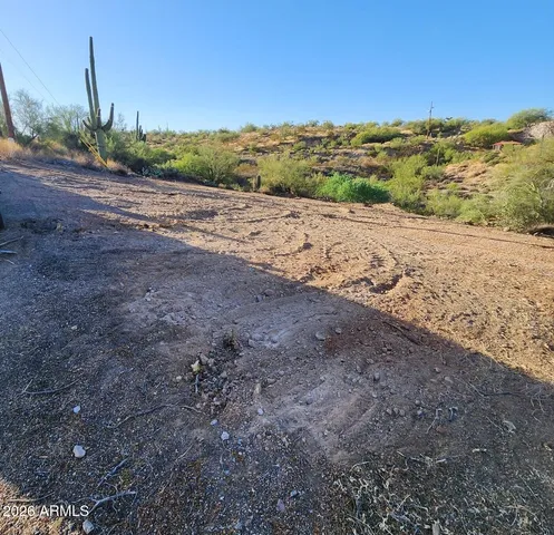 a view of a road with a yard