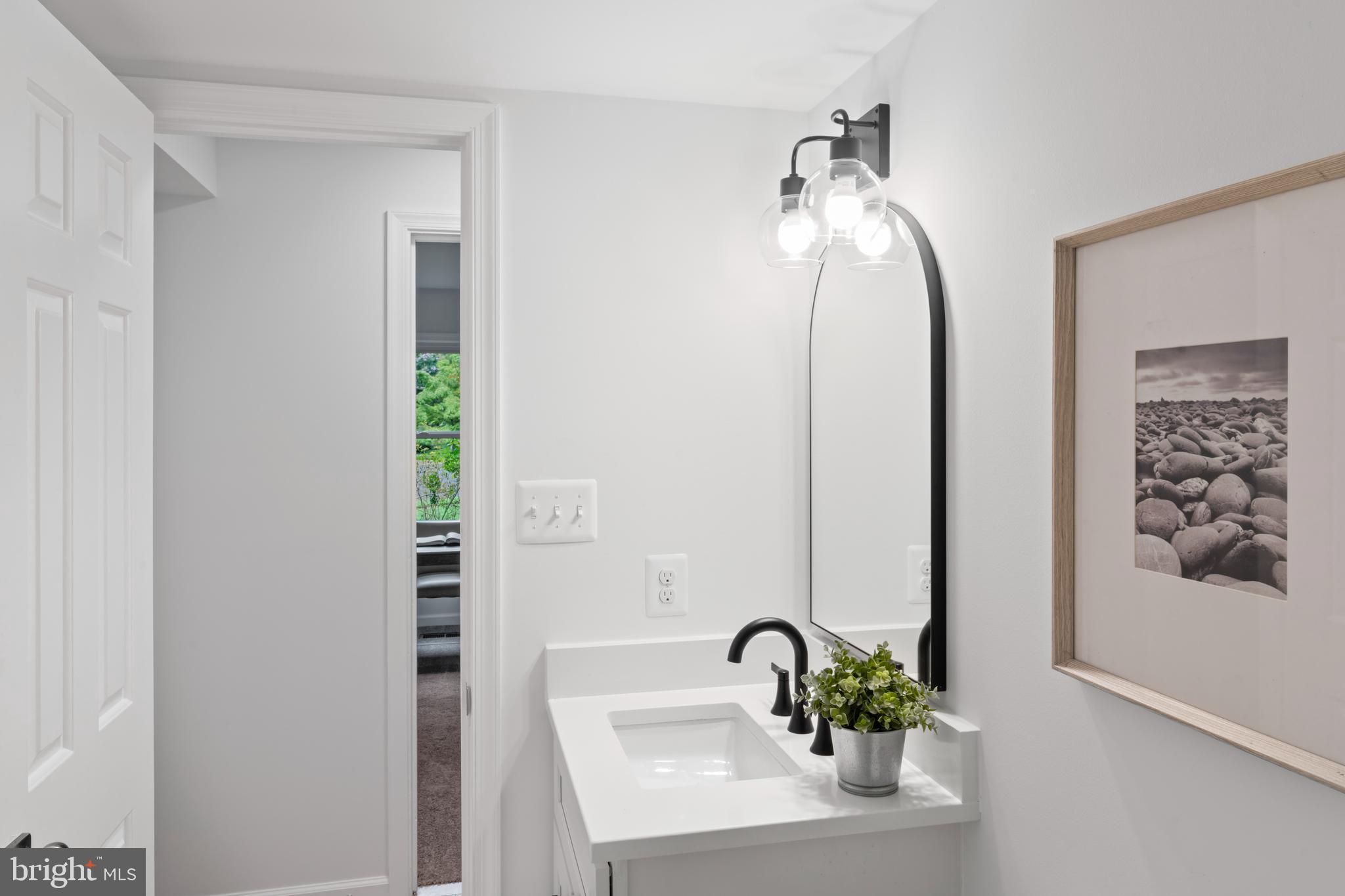 1950 Weybridge Lane Reston, VA 20191 - Photo 32 of 71 a bathroom with a sink a mirror and a potted plant