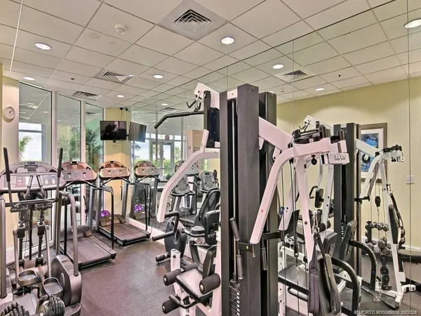 a view of a room with gym equipment