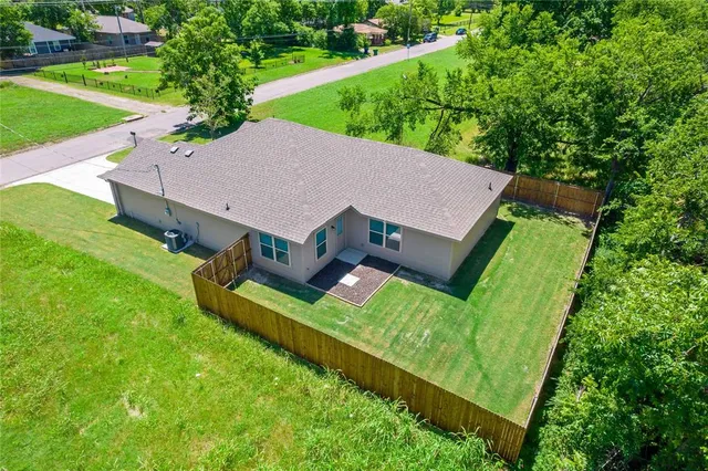 an aerial view of a house