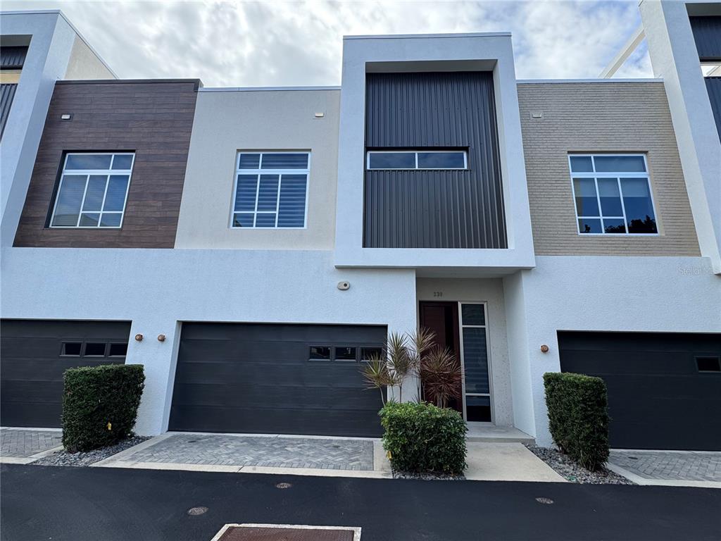 a front view of a house with windows