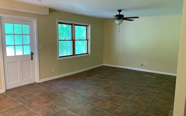 an empty room with a window