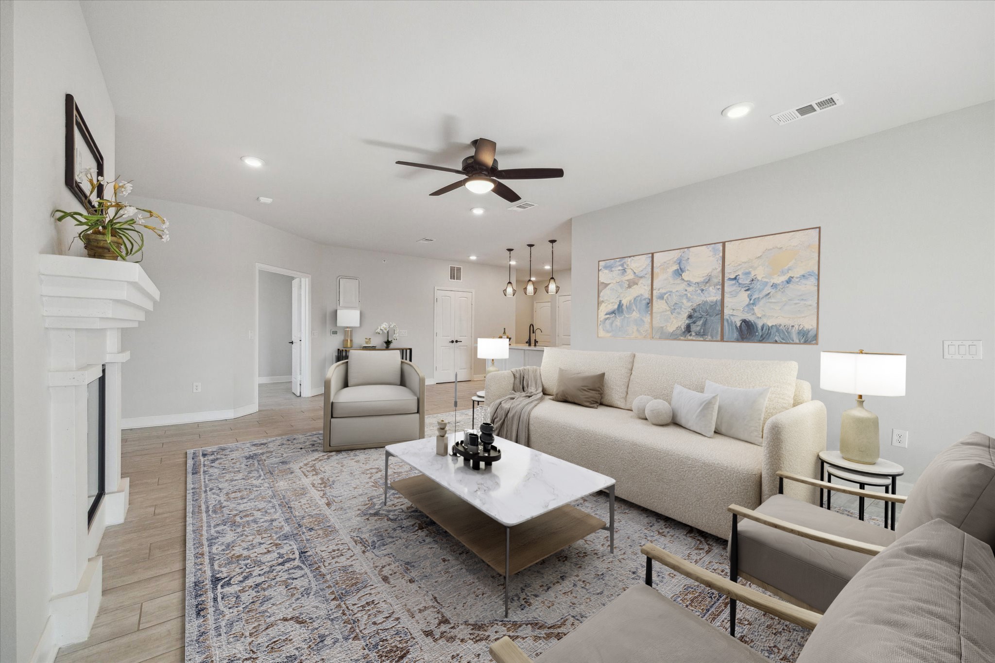 6804 Westview Drive, Unit 1407 Houston, TX 77055 - Photo 3 of 31 Virtually Staged. Other features include tile flooring, fresh paint, and an electric fireplace.