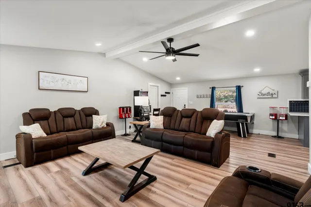a living room with furniture