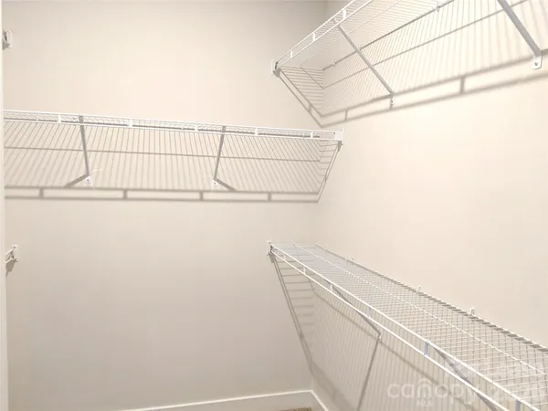 a view of small space with empty racks