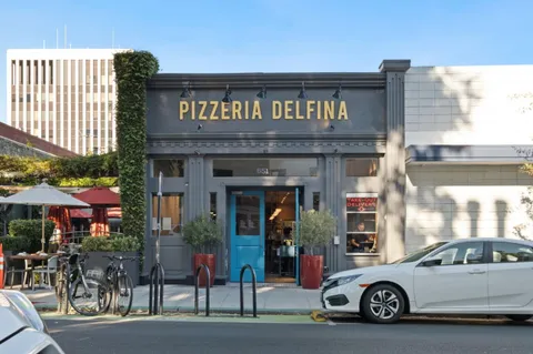 a car parked in front of a building