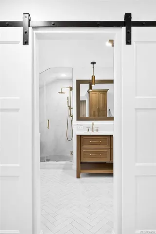 a bathroom with a shower