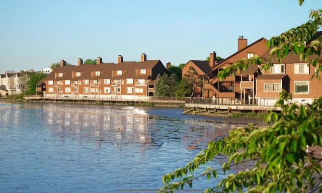 a view of building and lake view