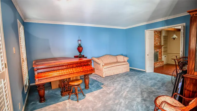 a bedroom with furniture and a rug