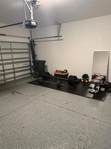 a room with gym equipment