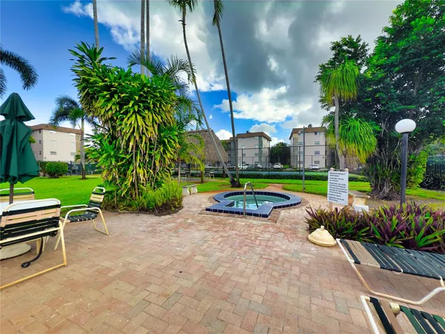 a view of a backyard with plants and a park