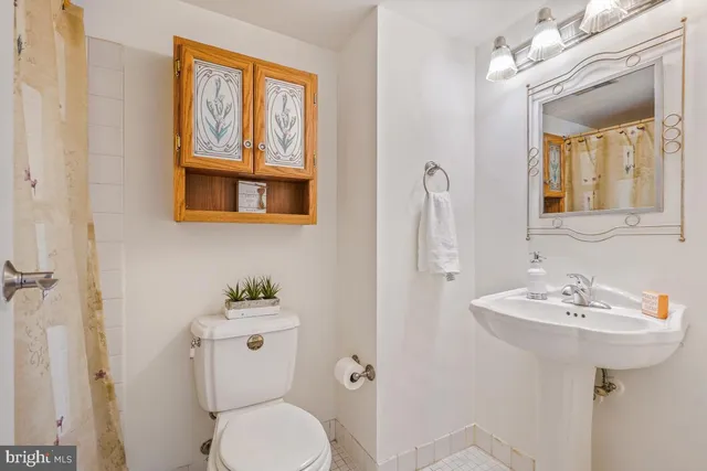 a bathroom with a sink a mirror and a toilet