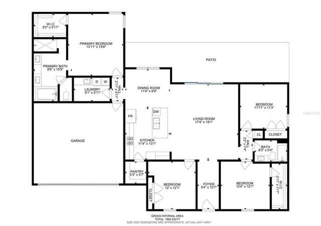 a view of a house with a backyard and a patio