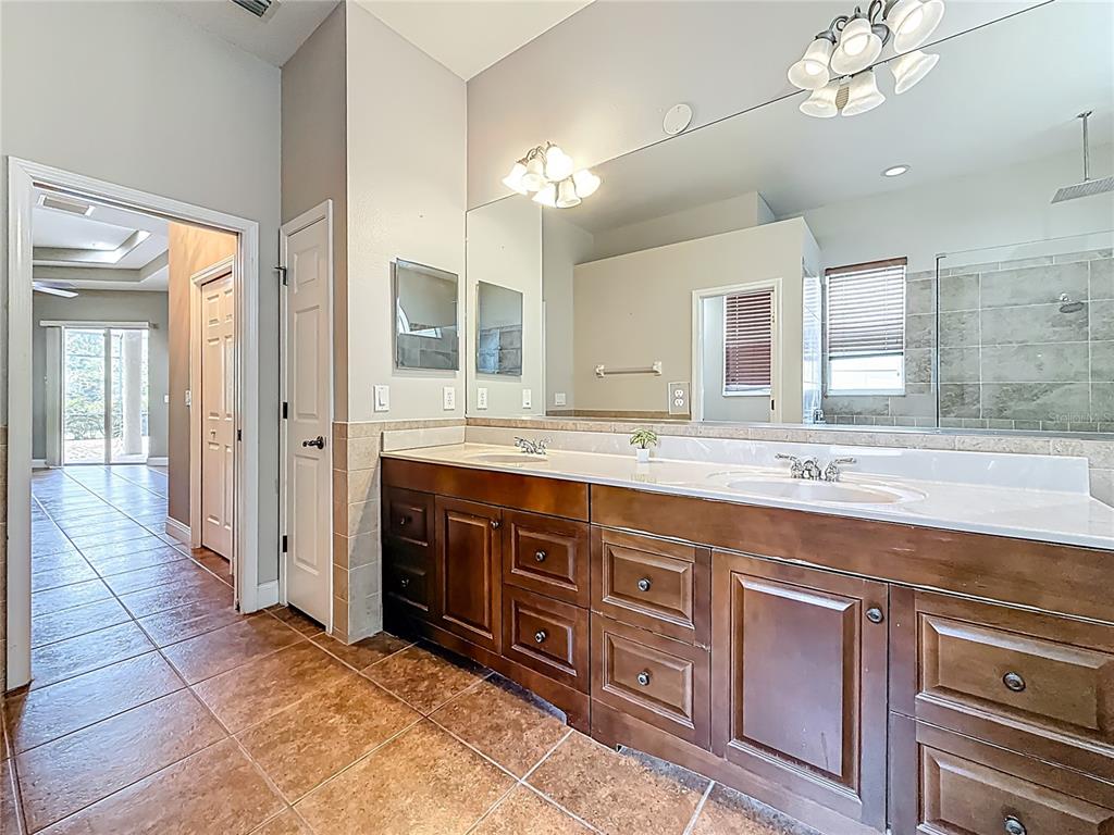 20626 Longleaf Pine Avenue Tampa, FL 33647 - Photo 62 of 86 a spacious bathroom with a granite countertop sink a mirror and a shower
