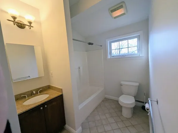 a bathroom with a sink a toilet and mirror