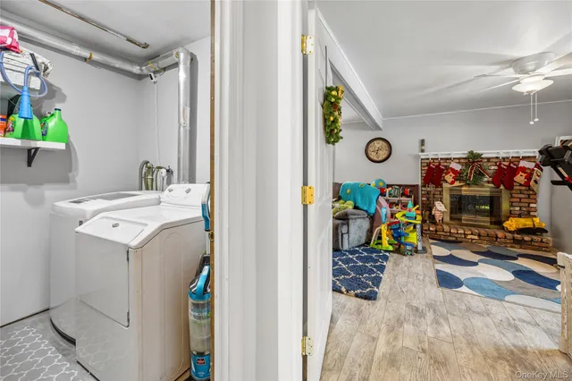 a utility room with dryer and washer