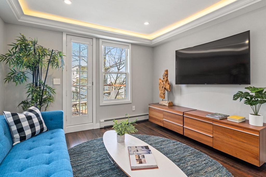 19 Salcombe Street Boston, MA 02125 - Photo 35 of 40 a living room with furniture and a flat screen tv