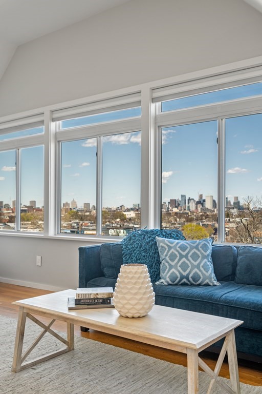 19 Salcombe Street Boston, MA 02125 - Photo 10 of 40 a living room with furniture and a floor to ceiling window