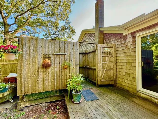 a front view of a house with patio
