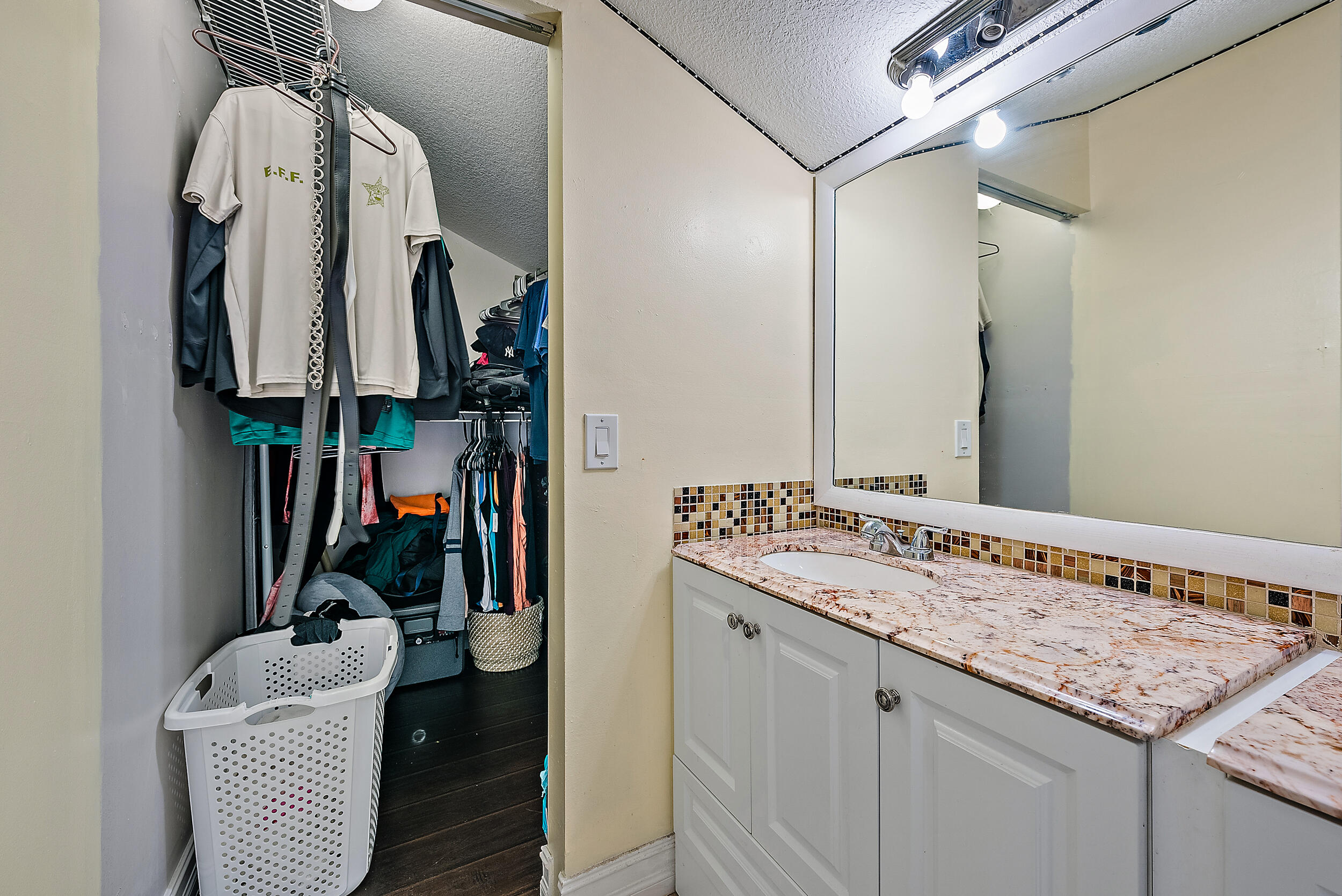 5872 Rambler Rose Way West Palm Beach, FL 33415 - Photo 18 of 30 a bathroom with a granite countertop sink and a mirror