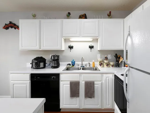 a kitchen with a sink a stove and cabinets