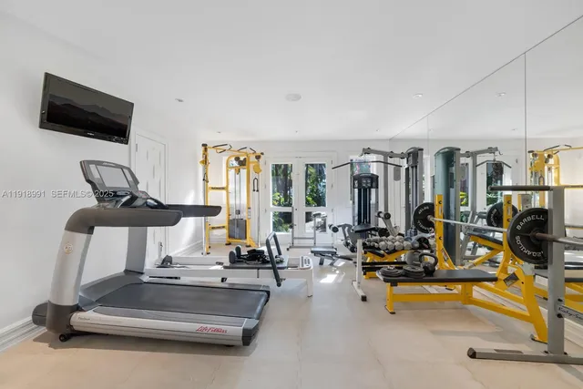 a view of a room with gym equipment