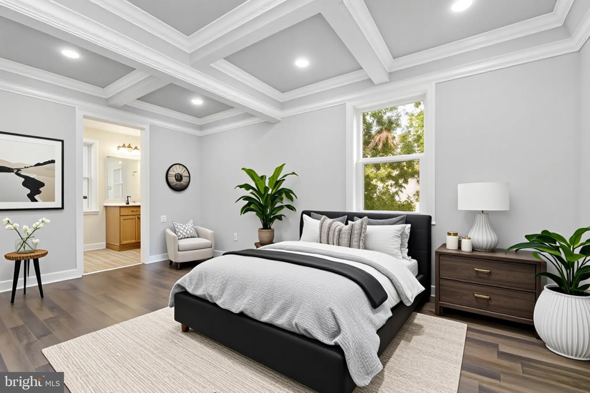 6804 Carol Road Baltimore, MD 21207 - Photo 10 of 25 Serene bedroom with elegant coffered ceiling.