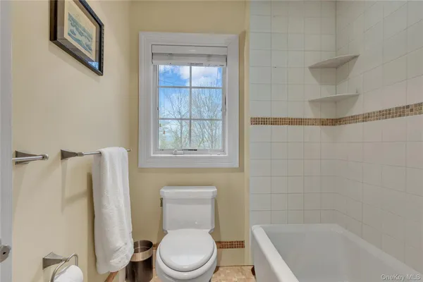 a white toilet sitting next to a bath tub