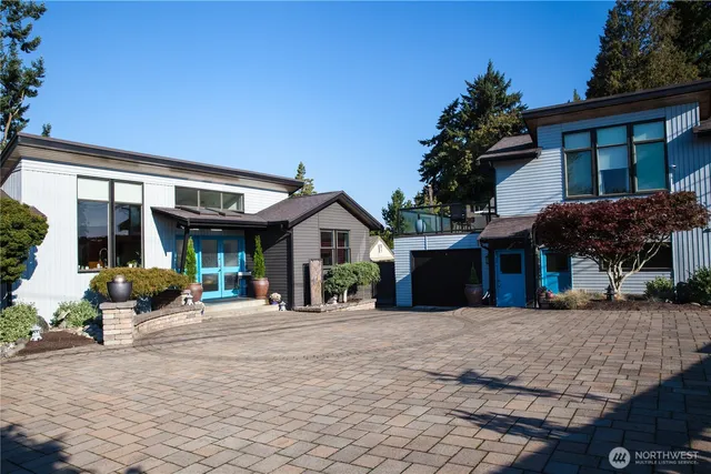 a front view of a house with a outdoor space