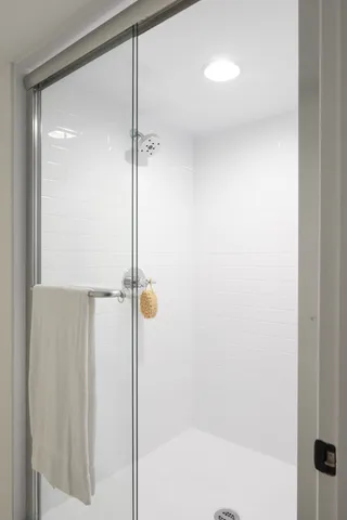 a bathroom with a shower