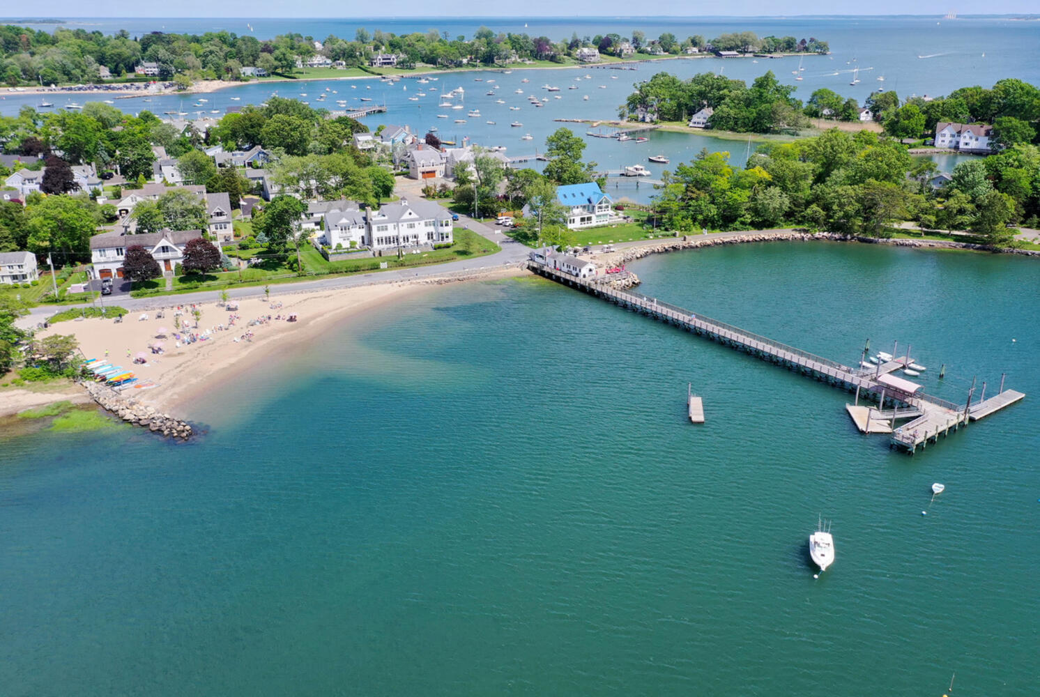 16 Mayflower Road Darien, CT 06820 - Photo 1 of 35 an aerial view of a house with a lake view