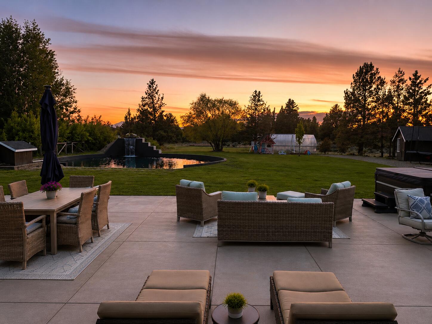 62705 Hamby Road Bend, OR 97701 - Photo 33 of 49 a backyard of a house with outdoor seating