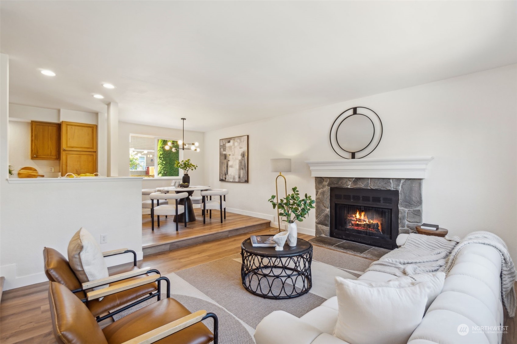 1901 Northeast 17th Place Renton, WA 98056 - Photo 3 of 40 a living room with furniture and a fireplace