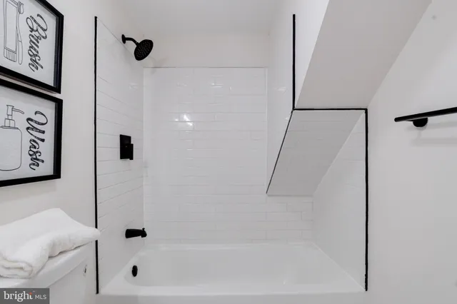 a bathroom with a bathtub