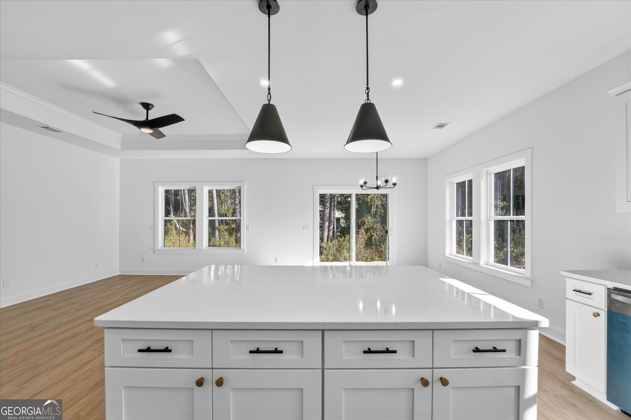 1072 Cottage Way Darien, GA 31305 - Photo 5 of 13 a kitchen with stainless steel appliances granite countertop a sink a microwave and a large window