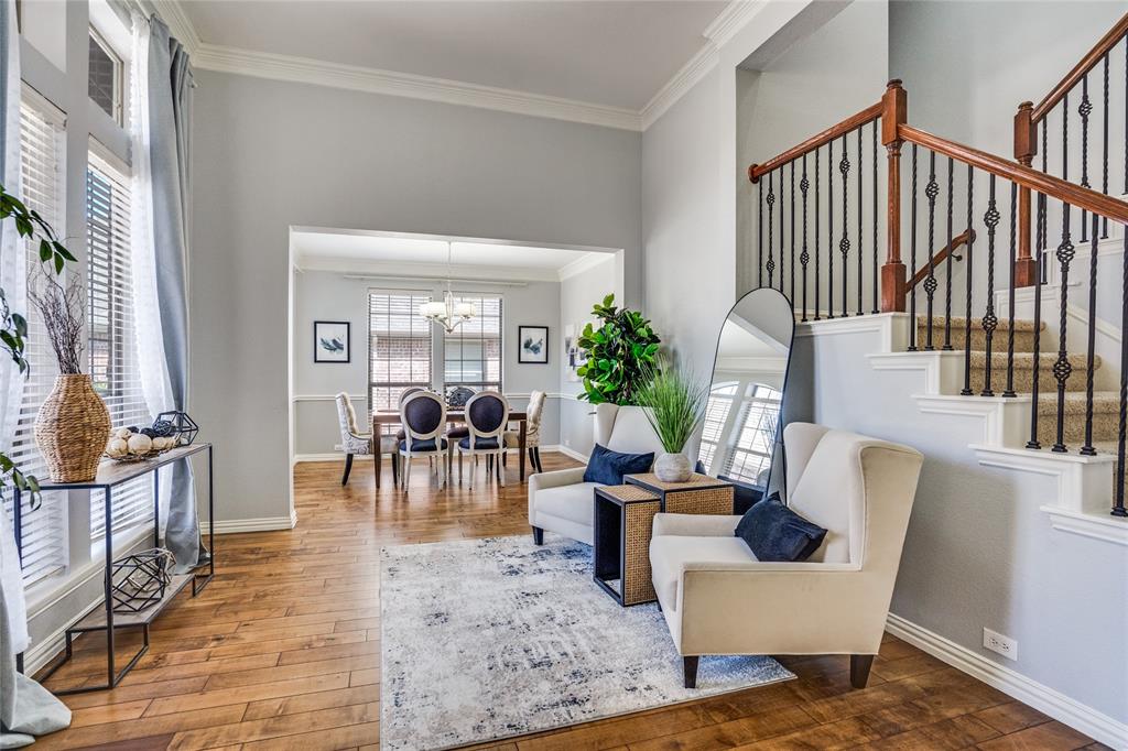 1804 Goodnight Lane Allen, TX 75002 - Photo 7 of 35 Sitting room featuring crown molding and solid hardwood flooring