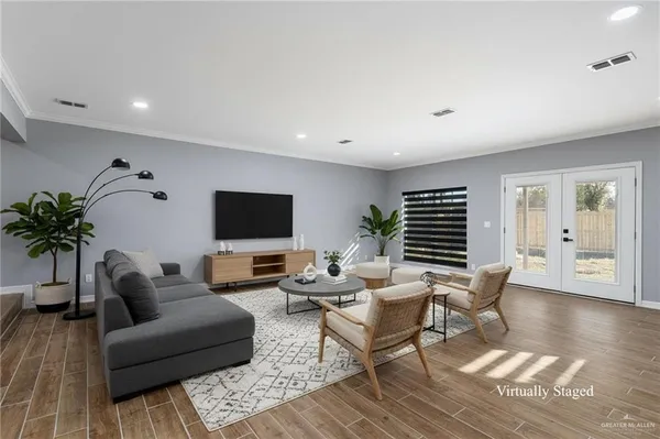 a living room with furniture