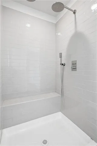 a view of a room with racks on the wall