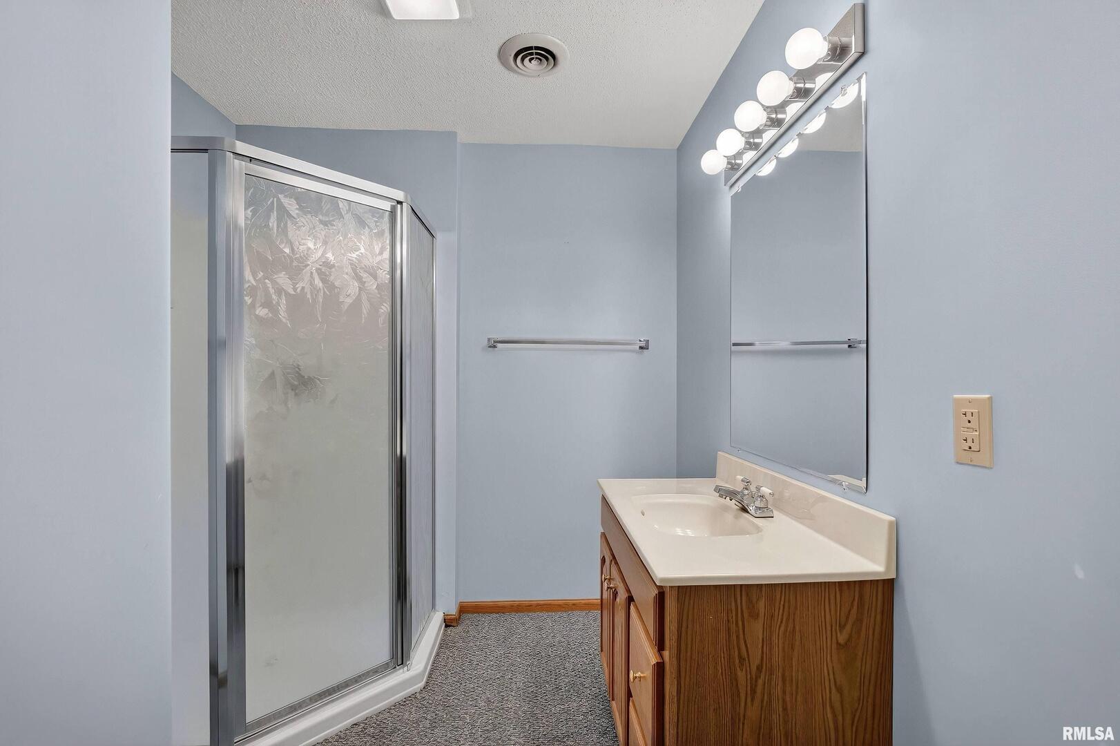 3988 Partridge Circle Bettendorf, IA 52722 - Photo 37 of 42 a bathroom with a sink a mirror and a shower