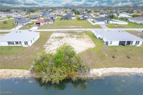 a view of a lake with a houses
