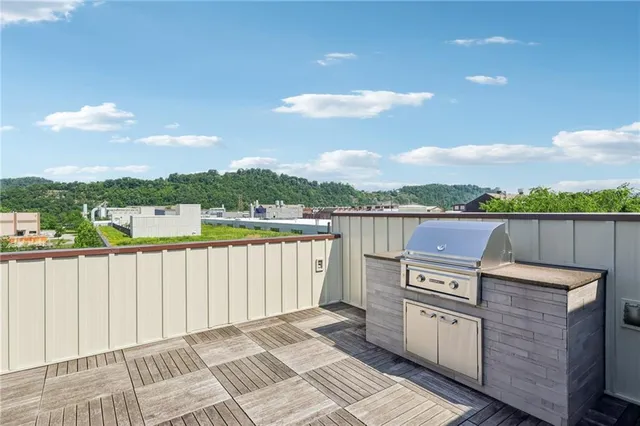 a view of a terrace with a lake view