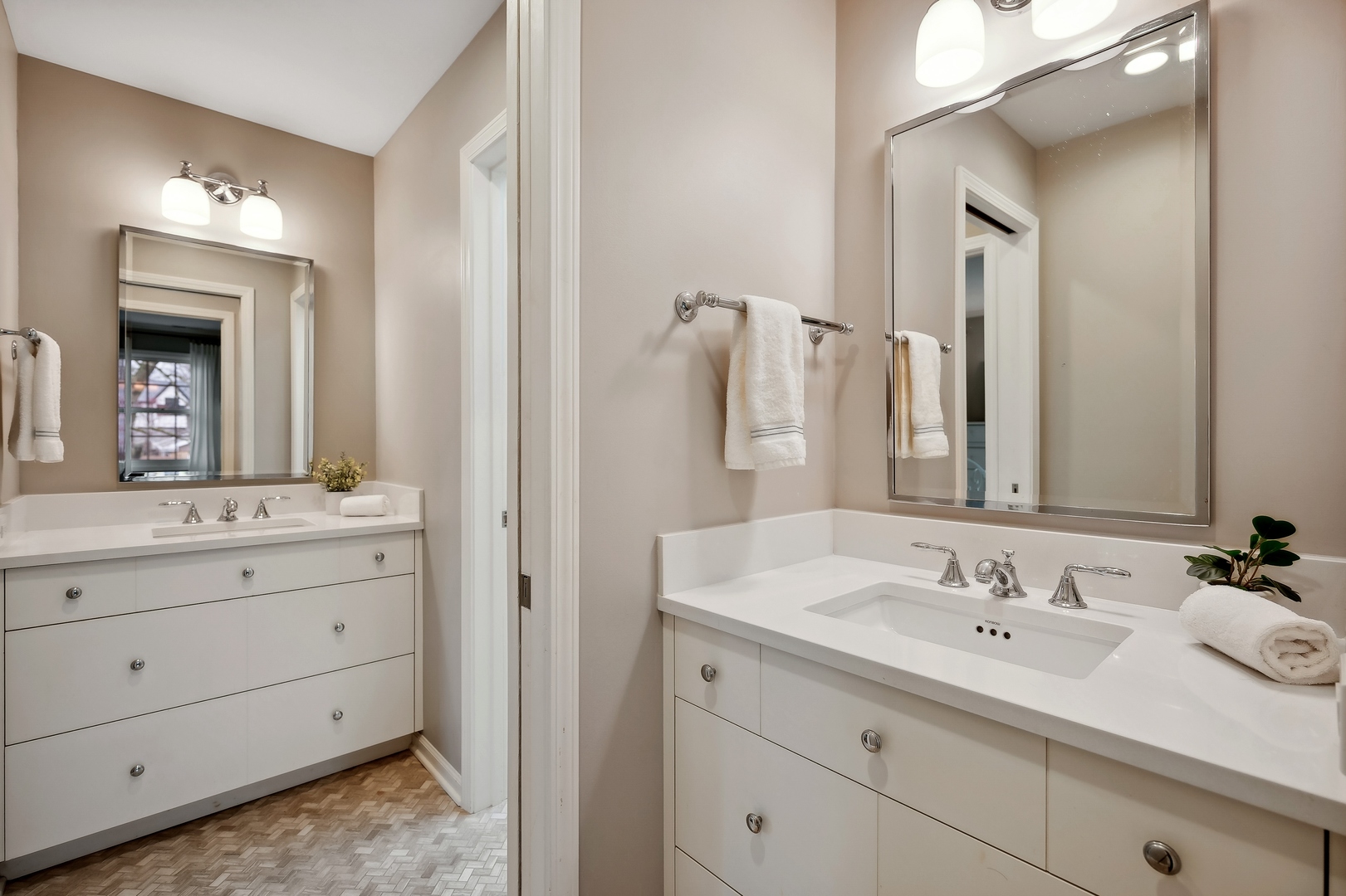 2002 Brandon Road Glenview, IL 60025 - Photo 20 of 37 a bathroom with a double vanity sink and a mirror