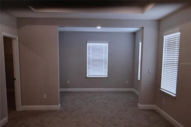 a view of a small space with a window