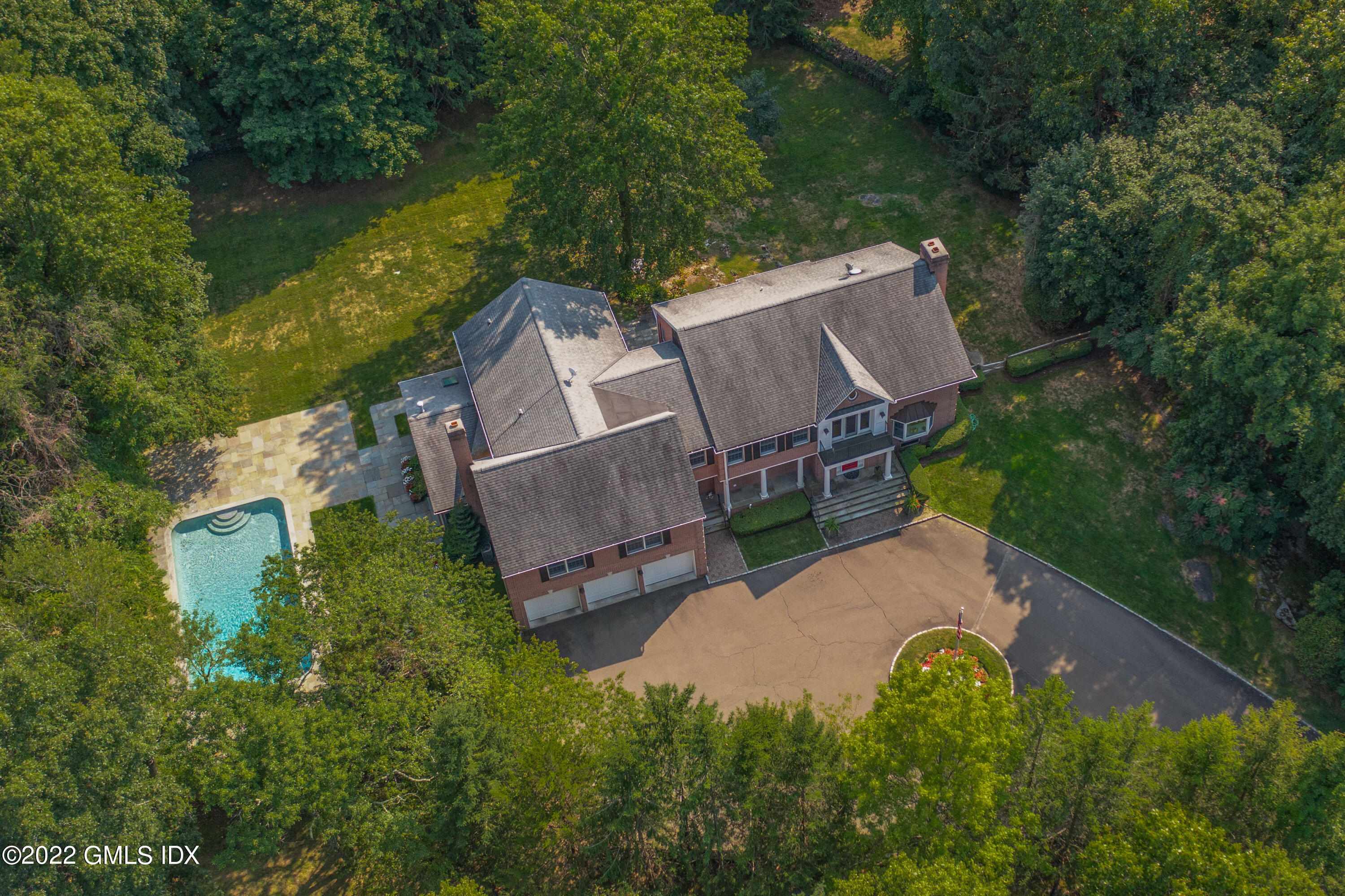 42 Angus Lane Greenwich, CT 06831 - Photo 26 of 39 an aerial view of a house with pool backyard and outdoor seating